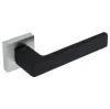 Дверная ручка на квадратном основании Venezia Unique \"BIBLO\" матовый хром/черный (мягкое покрытие)