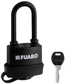 Замок навесной Fuaro PL-WEATHER-3660 LS 3key BLACK удл. дужка, англ. /блистер