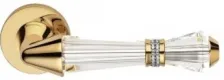 Дверная ручка на круглом основании Linea Cali LUCE mesh 1446/023 OZ золото глянцевое/хрусталь SWAROVSKI