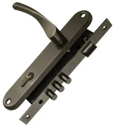 Замок врезной Punto цилиндровый с защёлкой в комплекте с ручкой LOCKSET90.CRONA.4585-3 (KIT P90 4585/3 CRONA) AB бронза 