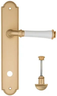 Дверная ручка на планке Fratelli Cattini \"GRACIA CERAMICA BIANCO\" WC-2 PL257-BS матовая латунь
