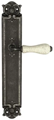 Дверная ручка Venezia \"COLOSSEO\" белая керамика паутинка на планке PL97 античная бронза