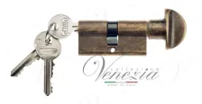 Цилиндровый механизм ключ-вертушка Venezia 25/10/25 античная бронза