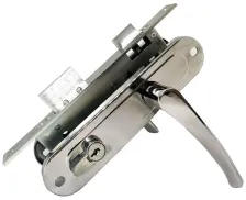 Замок врезной цилиндровый с защёлкой в комплекте с ручкой Absolyute ЗВ4-70/07 (хром лак), 4 кл.