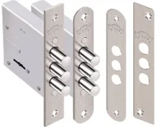 Замок врезной Elbor Кремень 1.04.06.3 никель, сув., 3 риг., лиц. планка прямоуг. /20438/