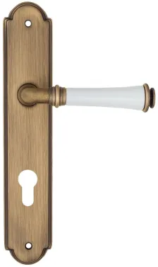 Дверная ручка на планке Fratelli Cattini \"GRACIA CERAMICA BIANCO\" CYL PL257-BY матовая бронза