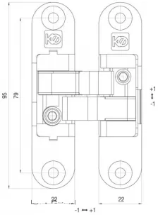 Петля скрытая KUBICA 6900 SX, GOLD золото, правая (40 kg)