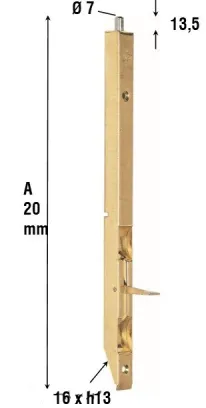 Ригель дверной врезной ALDEGHI 202AO020 200мм полированная латунь