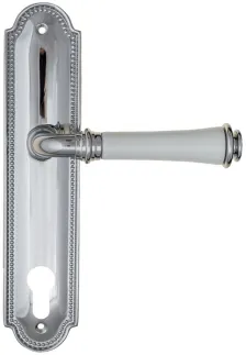 Дверная ручка на планке Fratelli Cattini \"GRACIA CERAMICA BIANCO\" CYL PL248-CR полированный хром