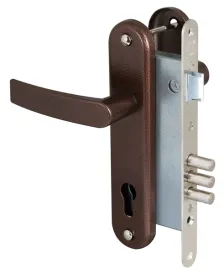 Корпус врезного замка с защёлкой в комплекте с ручкой Sam ЗВ4-3 (медный антик) /78103/