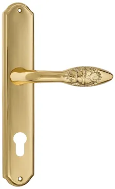 Дверная ручка Venezia \"CASANOVA\" CYL на планке PL02 полированная латунь