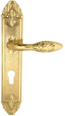 Дверная ручка Venezia \"CASANOVA\" CYL на планке PL90 полированная латунь