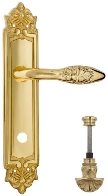 Дверная ручка Venezia \"CASANOVA\" WC-4 на планке PL96 полированная латунь