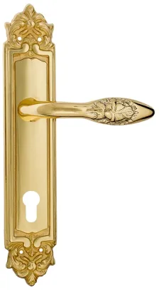 Дверная ручка Venezia \"CASANOVA\" CYL на планке PL96 полированная латунь