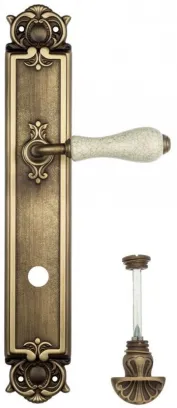 Дверная ручка Venezia \"COLOSSEO\" белая керамика паутинка WC-4 на планке PL97 матовая бронза