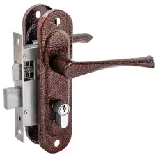 Замок врезной цилиндровый с защёлкой в комплекте с ручкой Zenit ЗВ4-50.01 (медь), 5 кл.