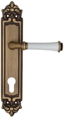 Дверная ручка на планке Fratelli Cattini \"GRACIA CERAMICA BIANCO\" CYL PL96-BY матовая бронза