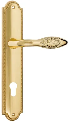 Дверная ручка Venezia \"CASANOVA\" CYL на планке PL98 полированная латунь