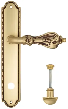 Дверная ручка Venezia \"FLORENCE\" WC-2 на планке PL98 французское золото + коричневый