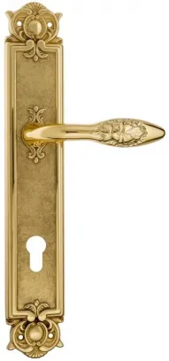 Дверная ручка Venezia \"CASANOVA\" CYL на планке PL97 полированная латунь