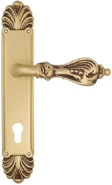 Дверная ручка Venezia \"FLORENCE\" CYL на планке PL87 французское золото + коричневый