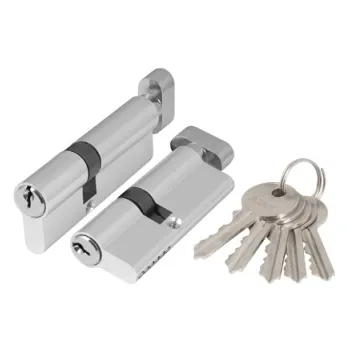 Цилиндровый механизм Ajax (AX102/80) AX1002Knob80 (35+10+35) CP хром с вертушкой
