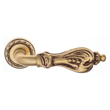 Дверная ручка на круглом основании Venezia \"FLORENCE\" D2 французcкое золото + коричневый