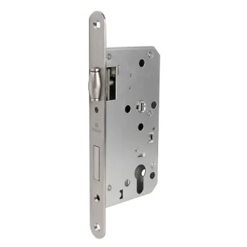 Замок врезной Fuaro DD.INOX/C-55.72/R с роликовой защелкой матовый никель