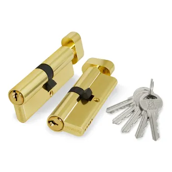 Цилиндровый механизм с вертушкой (100 ZM/80) 1000ZMKnob80(35+10+35) PB латунь 5Key с вертушкой