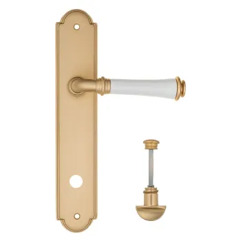 Дверная ручка на планке Fratelli Cattini \"GRACIA CERAMICA BIANCO\" WC-2 PL257-BS матовая латунь