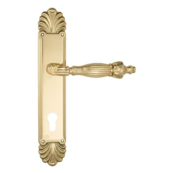 Дверная ручка Venezia \"OLIMPO\" CYL на планке PL87 полированная латунь