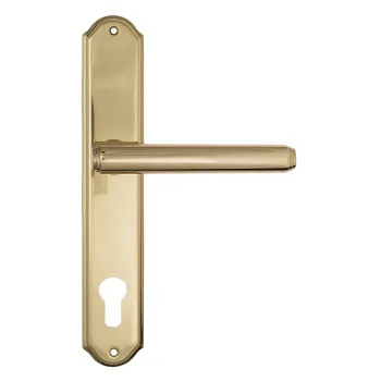 Дверная ручка Venezia \"EXA\" CYL на планке PL02 полированная латунь