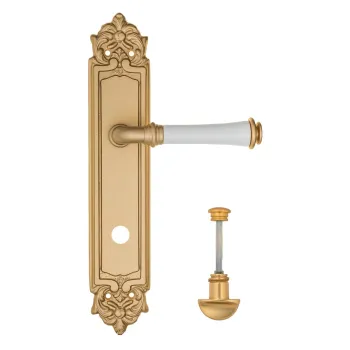 Дверная ручка на планке Fratelli Cattini \"GRACIA CERAMICA BIANCO\" WC-2 PL96-BS матовая латунь