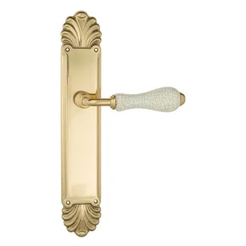 Дверная ручка Venezia \"COLOSSEO\" белая керамика паутинка на планке PL87 полированная латунь