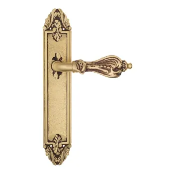 Дверная ручка Venezia \"FLORENCE\" на планке PL90 французское золото + коричневый