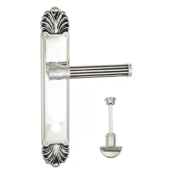 Дверная ручка Venezia \"IMPERO\" WC-2 на планке PL87 натуральное серебро + черный