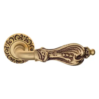 Дверная ручка на круглом основании Venezia \"FLORENCE\" D4 французcкое золото + коричневый