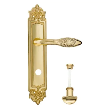 Дверная ручка Venezia \"CASANOVA\" WC-2 на планке PL96 полированная латунь