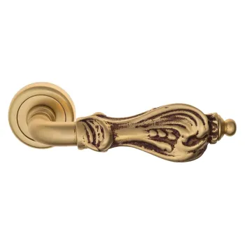 Дверная ручка на круглом основании Venezia \"FLORENCE\" D1 французcкое золото + коричневый