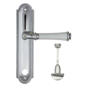 Дверная ручка на планке Fratelli Cattini \"GRACIA CERAMICA BIANCO\" WC-2 PL248-CR полированный хром