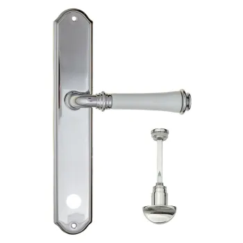 Дверная ручка на планке Fratelli Cattini \"GRACIA CERAMICA BIANCO\" WC-2 PL02-CR полированный хром