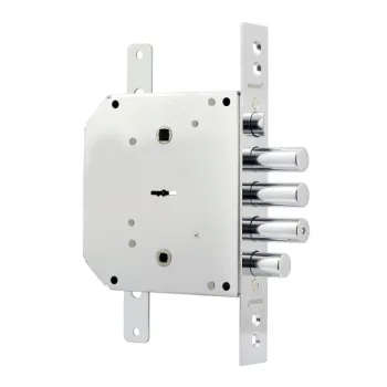 Замок врезной Border сувальдный с задвижкой и защёлкой ЗВ9-6 ЛКТЗ с тягами (лев.), 5 кл. /77405/