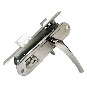 Замок врезной цилиндровый с защёлкой в комплекте с ручкой Absolyute ЗВ4-70/07 (хром лак), 4 кл.