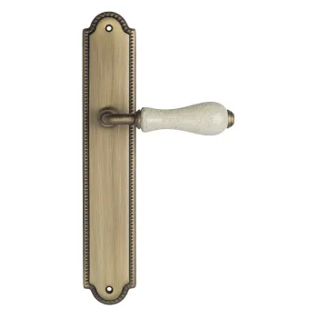 Дверная ручка Venezia \"COLOSSEO\" белая керамика паутинка на планке PL98 матовая бронза