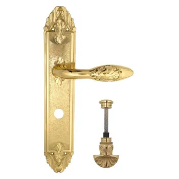 Дверная ручка Venezia \"CASANOVA\" WC-4 на планке PL90 полированная латунь