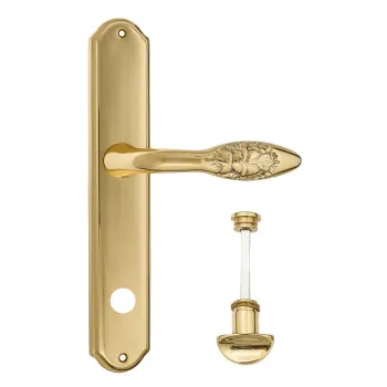 Дверная ручка Venezia \"CASANOVA\" WC-2 на планке PL02 полированная латунь