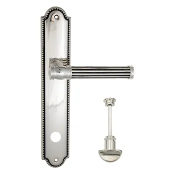 Дверная ручка Venezia \"IMPERO\" WC-2 на планке PL98 натуральное серебро + черный