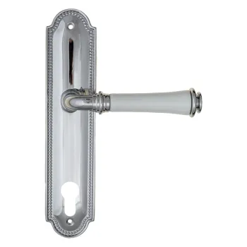 Дверная ручка на планке Fratelli Cattini \"GRACIA CERAMICA BIANCO\" CYL PL248-CR полированный хром