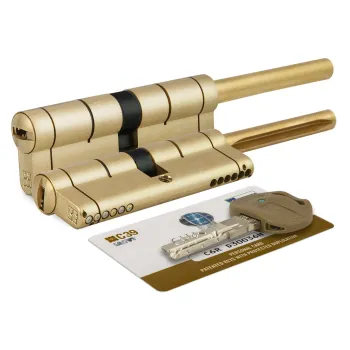 Цилиндровый механизм Mottura под вертушку (дл. шток) C39P513101LC5 (82 мм/46+10+26), ЛАТУНЬ (PVD)