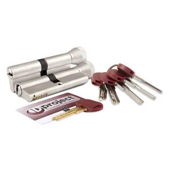 Цилиндровый механизм Mottura с вертушкой DPC1F4646 S3 (92 мм/41+10+41) САТИН.НИКЕЛЬ. 5+1 кл.